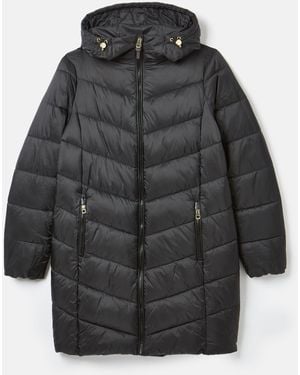 Joules Moorsdale Mid Length Showerproof Padded Coat With Hood - Black