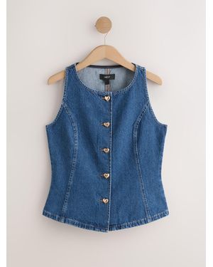 Next Heart Button Through Waistcoat - Blue