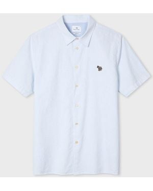 Paul Smith Stripe Short Sleeve Zebra Logo Shirt - Blau