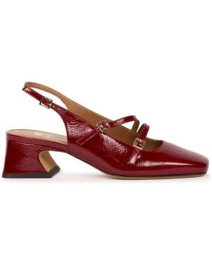 Bobbies Becca Mid-Heeled Slingbacks Mary Janes With Straps - Red