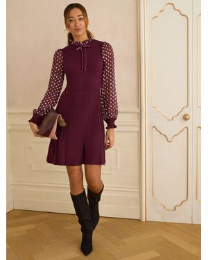 Love & Roses Frill Neck Chiffon Sleeve Knitted Mini Dress - Multicolor