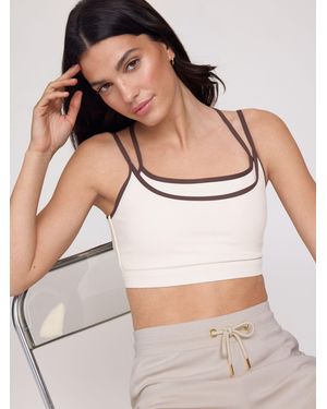 OSIA Cream And Tipped Double Layer Crop Top - Natural