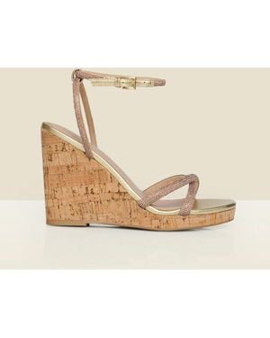 Sosandar Strappy Cork Wedge Espadrilles - Natural