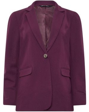 M Com Button Front Tailored Blazer - Purple