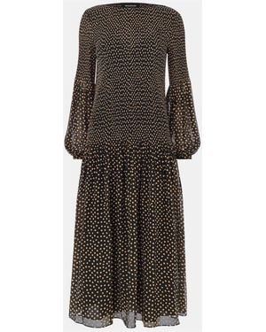 Whistles Spot Print Plisse Midi Dress - Black