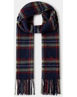 Hackett Wool-Cashmere Branded Plaid Scarf - Blue