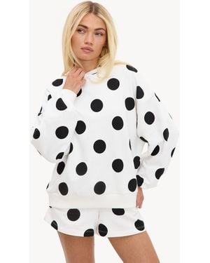 Loavies Heart Of The Moment Sweater With Polka Dots - White