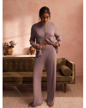 Ted Baker Mink Branded Pointelle Knit Wide Leg Pants - Brown