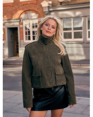 Next Khaki Suede Collared Bomber Jacket - Black