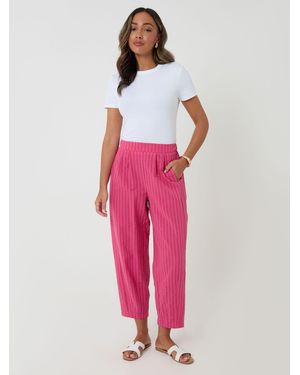 Threadbare Stripe Barrel Leg Trousers - Pink