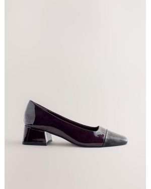 Next Forever Comfort Toe Cap Low Block Court Heels - Blue