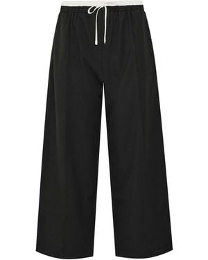 PixieGirl Petite Pixiegirl Petite Contrast Waist Pintuck Wide Leg Pants - Black