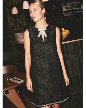 Y.A.S Y. A.S Y. A.S Sleeveless Bow Detail Tweed Mini Dress - Black