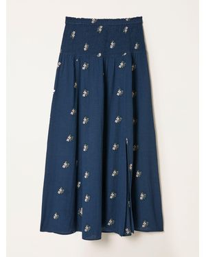 FatFace Fatface Harper Embroidered Midi Skirt - Blue