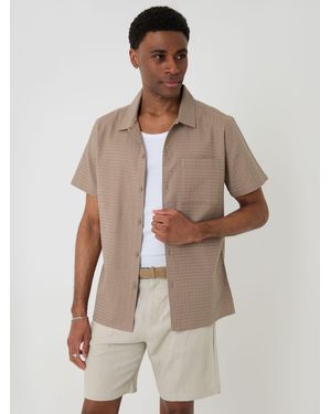 Threadbare Textured Cotton Short Sleeve Shirt - Natural