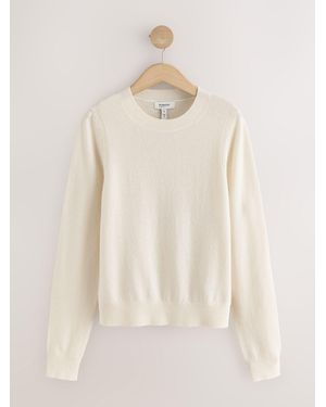Next Ecru N. Premium Wool Crew Neck Knit Sweater - Natural