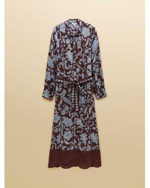Joules Piper Chocolate Floral Western Shirt Dress - Blue