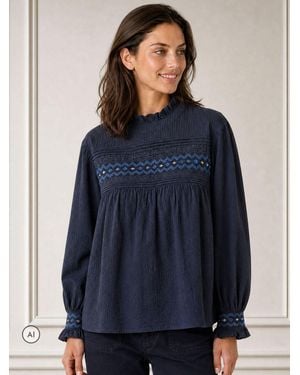 Aspiga Seersucker Embroidered Blouse - Blue