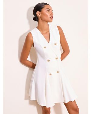 Lipsy Sleeveless Military Button Mini Dress - White