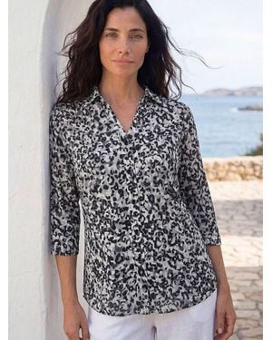 Roman Classic Printed Mock Shirt - Gray