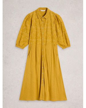 White Stuff Rua Embroidered Jersey Dress - Yellow
