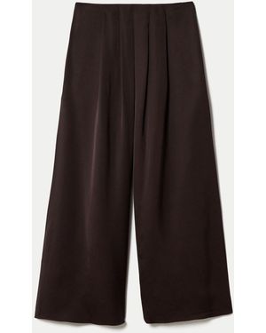 Jigsaw Satin Pleated Trousers - Brown