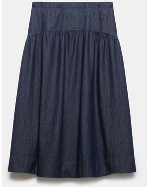 Mint Velvet Dark Denim Maxi Skirt - Blue