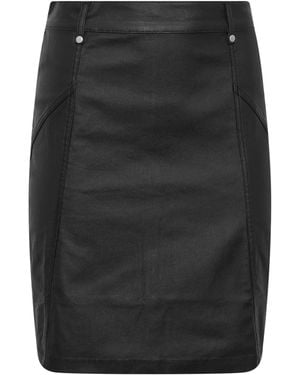 M Com Coated Seam Detail A-Line Skirt - Black