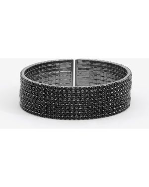 Jon Richard Jet Stone Multirow Cuff Bracelet - Black