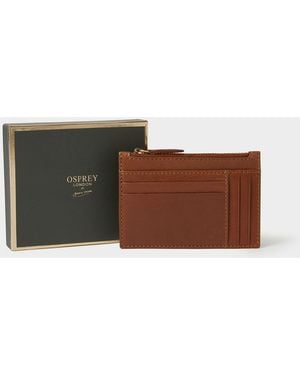 Osprey The O Deboss East West Leather Zip Top Card Holder - Brown