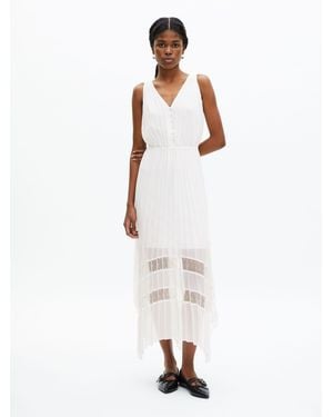 The Kooples V-Neck Pleated Midi Dress - White