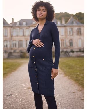 Seraphine Maternity Knitted Dress - Blue