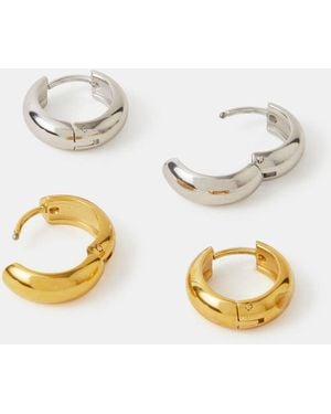 Accessorize 2-Pack Stainless Steel Hoop Earrings - Metallic