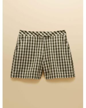 Joules Gingham High-Waisted Tailored Shorts - Metallic