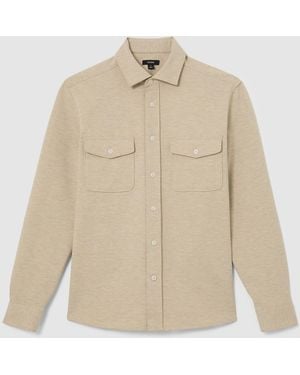 Reiss Mcshane Twin-Pocket Button-Through Overshirt - Natural