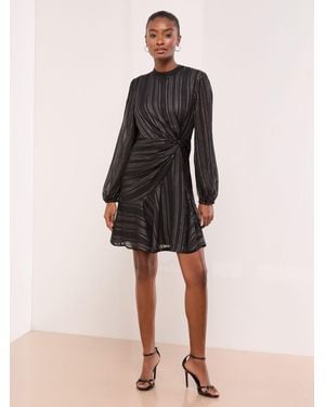 Lipsy Sparkle Metallic Ruched Gathered Mini Dress - Natural