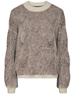 Pieces Pattern Long Sleeve Knitted Sweater - Gray