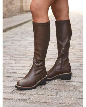 Linzi Resist Stretch High Leg Wedge Boots - Brown