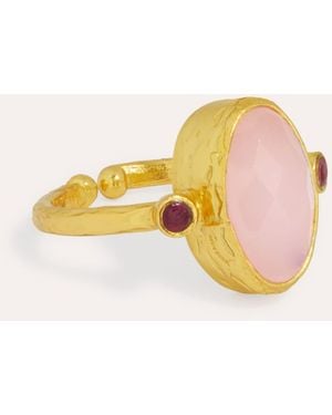 Ottoman Hands Lucia Rose Quartz Cocktail Ring - Natural