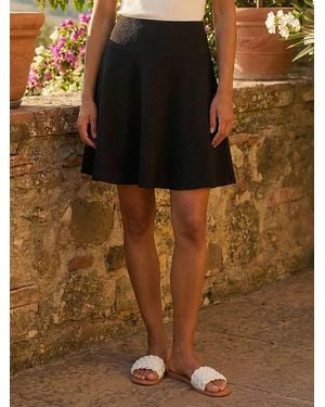 Roman Textured Skater Skirt - Brown