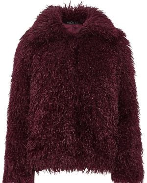 M Com Faux Fur Coat - Red