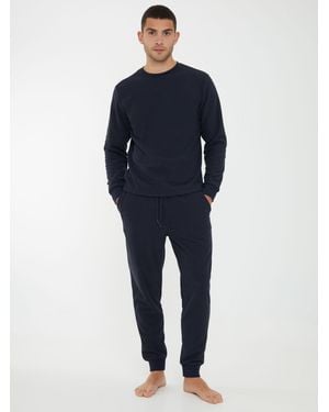 Threadbare Waffle Textured Fleece Loungewear Set - Blue