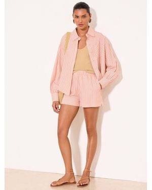 Lipsy Striped Button Down Shirt - Pink