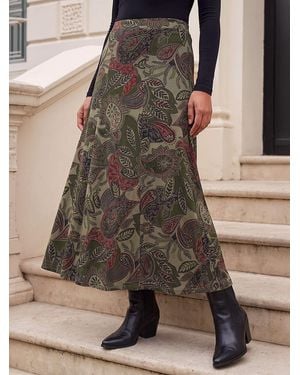Roman Paisley Print Skirt - Brown