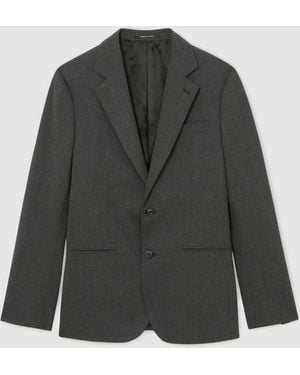 Reiss Charcoal Graduate Check Single-Breasted Tailored-Fit Suit Blazer - Gray