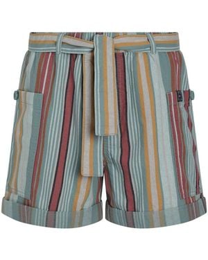Weird Fish Wilder Striped Summer 100% Cotton Shorts - Blue