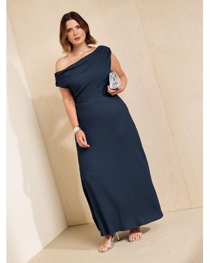 Friends Like These Curve Jersey Off Shoulder Noodle Midi Dress - Blue