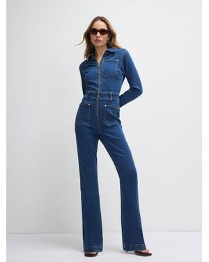 River Island Denim Zip Front Jumpsuit - Blue