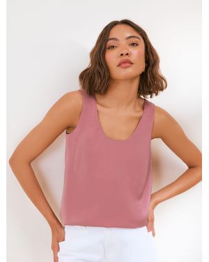 Friends Like These Mauve Satin Scoop Neck Vest Top - Pink