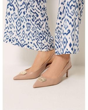 Long Tall Sally Hammered Trim Sling Back Court Shoes - Blue